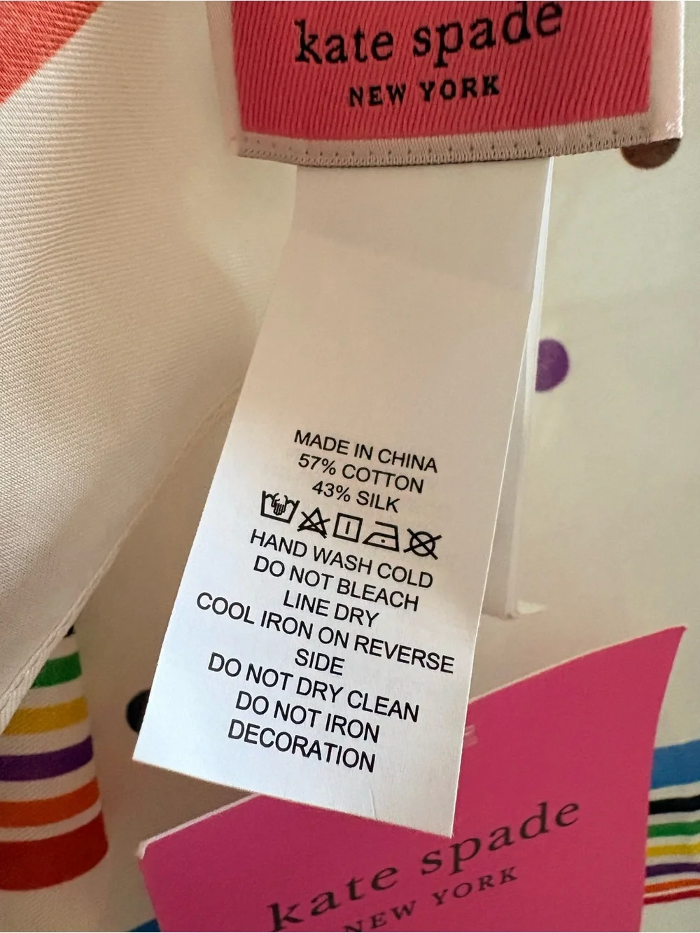 NWT Kate Spade Colorful Polka Dot Cotton/Silk Blend Square Scarf 20 x 20